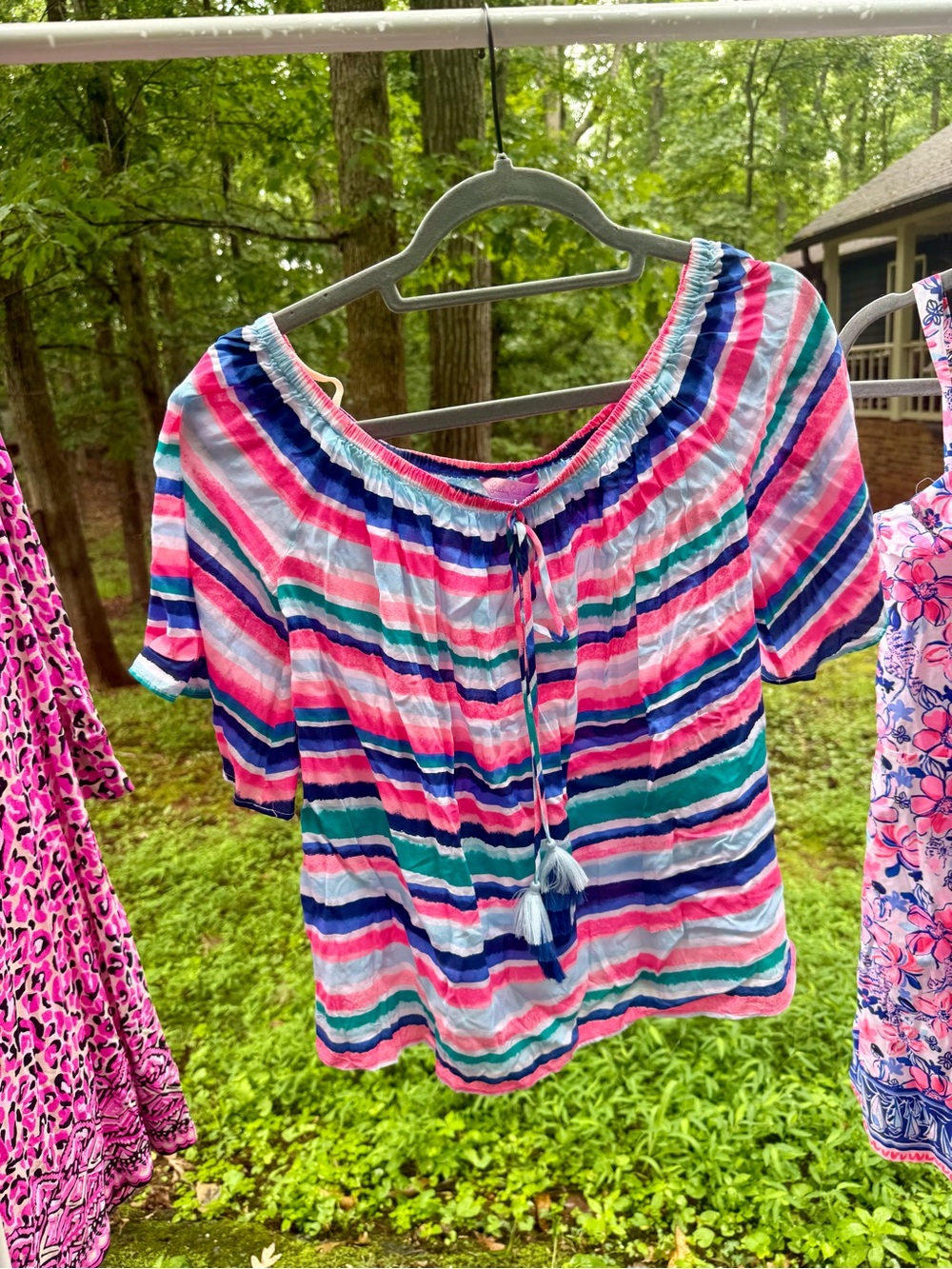Lilly Pulitzer, sain off the shoulder top